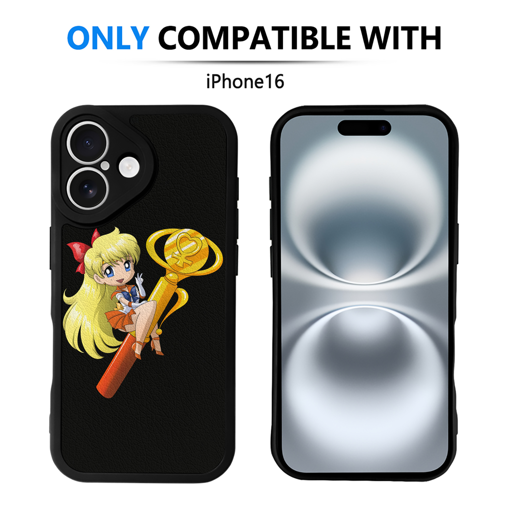 （画像用） 美少女戦士セーラームーン 愛野 美奈子 あいの みなこ Sailor Moon Aino Minako 【iPhone 16シリーズ対応】シリコンスマホケース（レザー調） 材質：シリコン